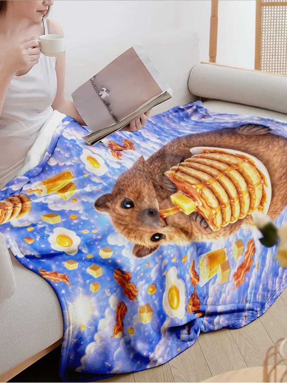 NEW Capybara Pancake Velveteen Blanket Cute Animal Cozy Throw - Picture 5 of 6